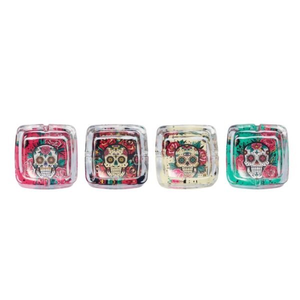 Glass Ashtray Colorful Skull